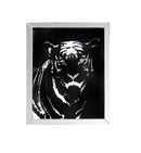 Mirrors Rectangular Mirror framed Tiger Wall Decor With Crystal Inlays, Black & Silver Benzara