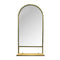 Mirrors Smart Mirror - 16.14" X 5.31" X 31.89" Gold Natural Metal Glass Mdf Mirror with Collapsible Shelf HomeRoots