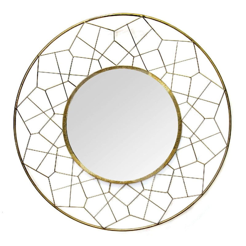 Mirrors Smart Mirror - 35.63" X 2.17" X 35.63" Gold Metal Glass Mdf Mirror HomeRoots