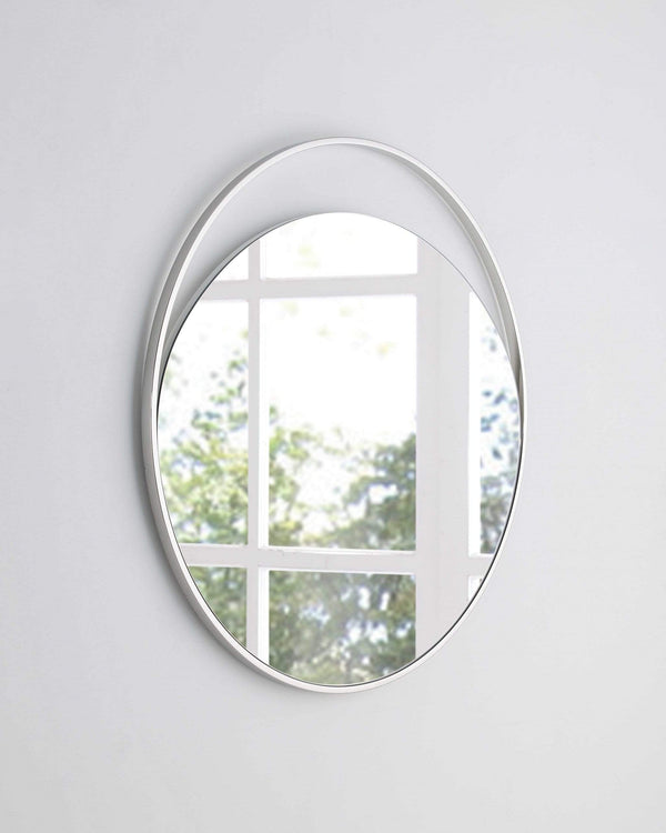 Mirrors Smart Mirror - 40" X 1.5" X White Glass Large Round Mirror HomeRoots