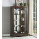 Spacious Wood and Glass Curio with Mirrored Back Panel, Brown