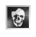 Mirrors Square Shape Mirror framed Skull Wall Decor With Crystal Inlays, Black & Silver Benzara