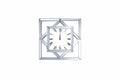 Mirrors Square Shape Mirror Framed Wooden Analog Wall Clock, White Benzara