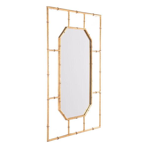 Mirrors Vanity Mirror - 23.2" X 1" X 34.3" Gold Bamboo Rectangular Mirror HomeRoots