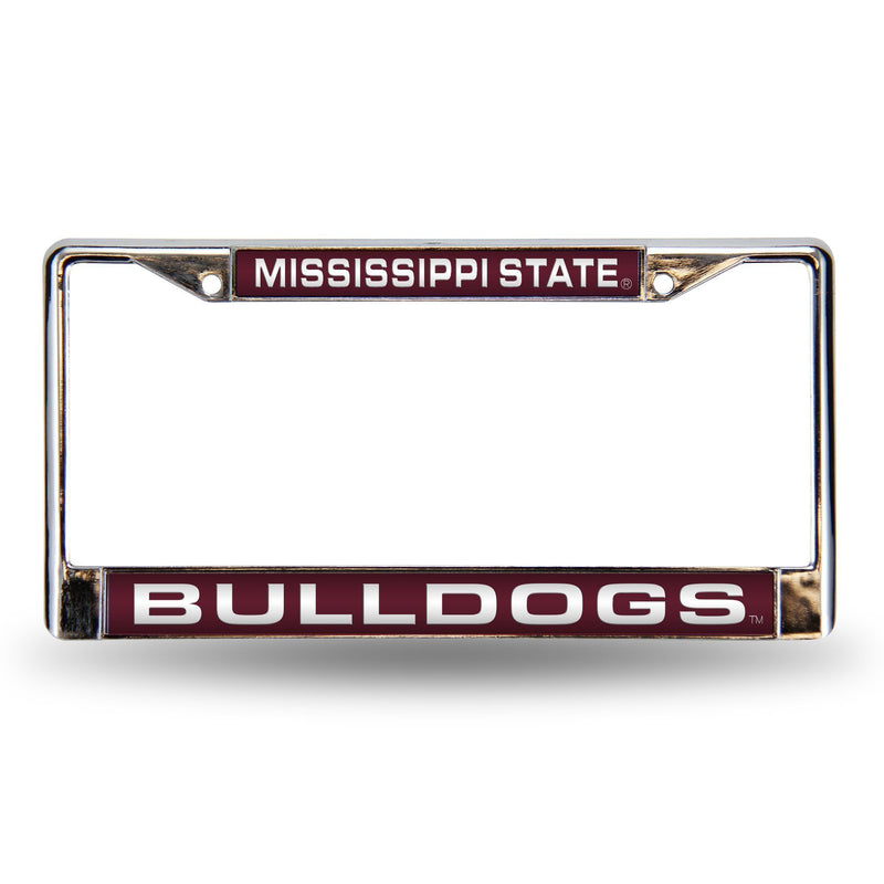 Ford License Plate Frame Mississippi State Red Laser Chrome Frame