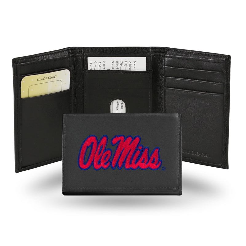 Men's Trifold Wallet Mississippi(Ole Miss)Embroidery Trifold