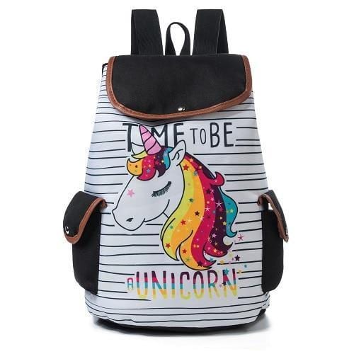 Miyahouse Cartoon Unicorn Printed School Backpack For Teenager Drawstring Deisgn Female Travel Rucksack Canvas Backpack Lady-1170b-JadeMoghul Inc.