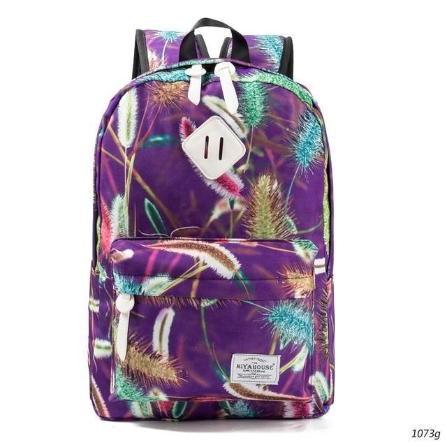 Miyahouse Fresh Style Women Backpacks Floral Print Bookbags Canvas Backpack School Bag For Girls Rucksack Female Travel Backpack-1073g-JadeMoghul Inc.