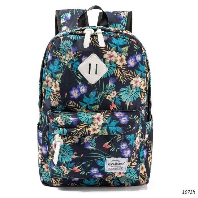 Miyahouse Women Backpacks For Teenage Girls Floral Printed School Bags Travel Leisure Laptop Backpack Female Canvas Backpacks-1073h-JadeMoghul Inc.