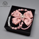 MIYOCAR 2017 New Hand made Luxurious bow pink and sliver beads dummy clip holder pacifier clips holder/Teethers clip for baby-pink with box-JadeMoghul Inc.