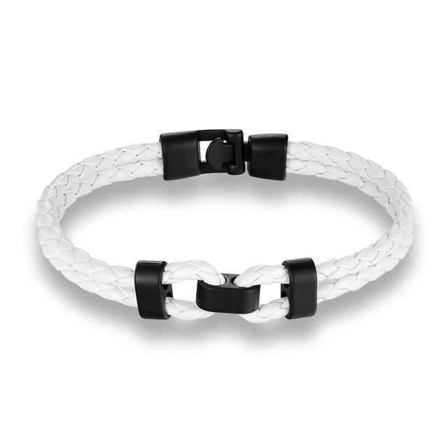 MKENDN High quality Retro Bracelets Fashion Jewelry Leather Bracelet Men Wristband Bracelets For Women Best Gift Pulsera-Black white-JadeMoghul Inc.