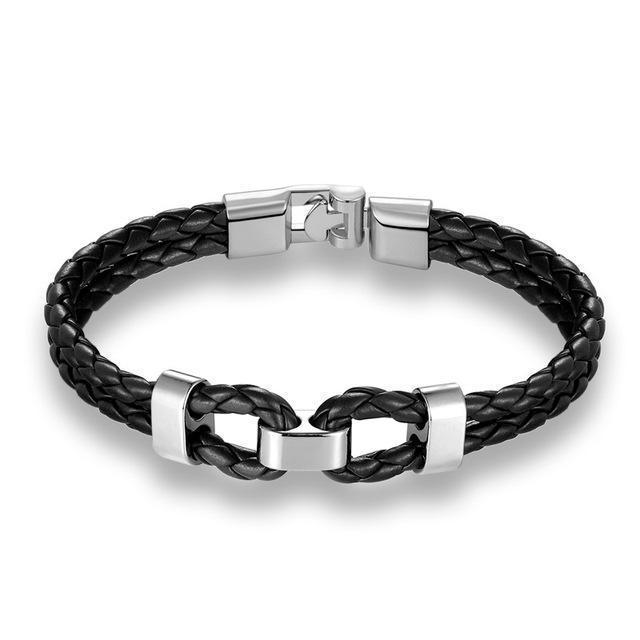 MKENDN High quality Retro Bracelets Fashion Jewelry Leather Bracelet Men Wristband Bracelets For Women Best Gift Pulsera-Silver black-JadeMoghul Inc.