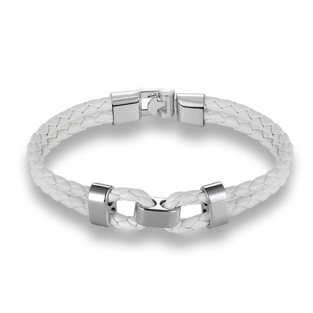 MKENDN High quality Retro Bracelets Fashion Jewelry Leather Bracelet Men Wristband Bracelets For Women Best Gift Pulsera-Silver white-JadeMoghul Inc.