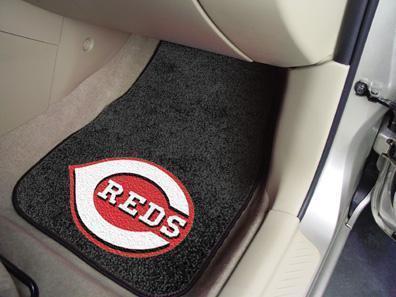 Rubber Car Mats MLB Cincinnati Reds 2-pc Carpeted Front Car Mats 17"x27"