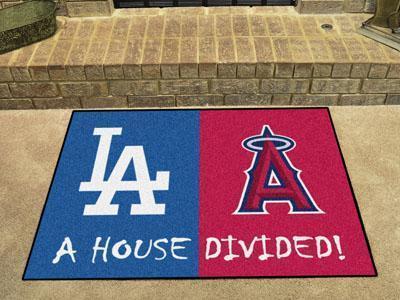 Large Rugs MLB Dodgers Angels House Divided Rug 33.75"x42.5"