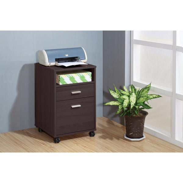 Mobile Storage File Cabinet, Dark Brown-Accent Chests and Cabinets-Dark Brown-Wood-JadeMoghul Inc.
