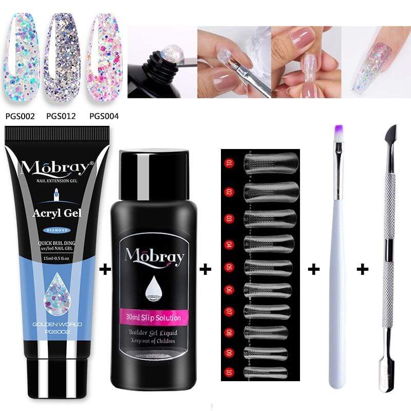 Mobray 15ml Poly Nail Gel Kit Quick Building Set Poly UV Gel Nail Gel Nail Polish For Nail Extensions Acrylic Gel Polish Nails AExp