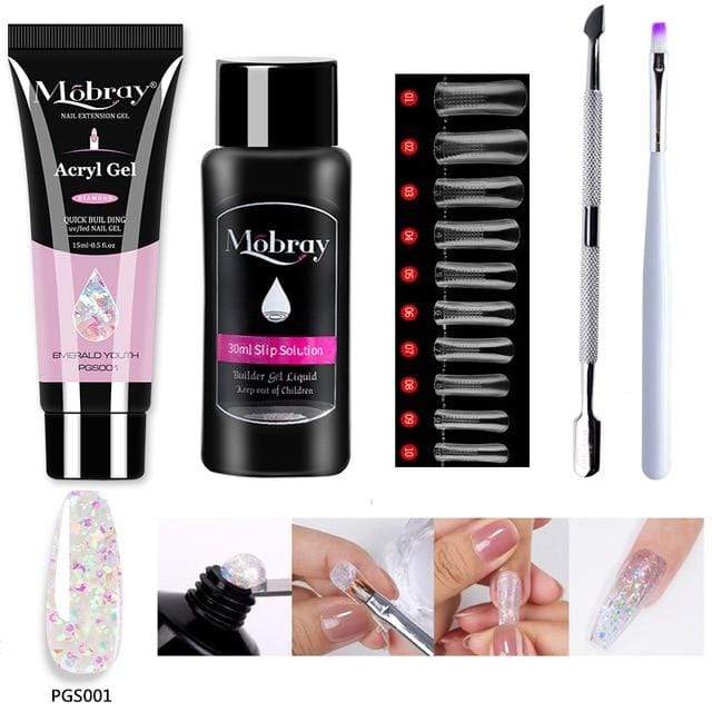 Mobray 15ml Poly Nail Gel Kit Quick Building Set Poly UV Gel Nail Gel Nail Polish For Nail Extensions Acrylic Gel Polish Nails AExp