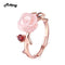 MoBuy MBRI025 Special Pink Flower Natural Gemstone Rose Quartz Ring 925 Sterling Silver Gold Plated Adjustable Jewelry For Women--JadeMoghul Inc.