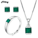 MoBuy Natural Gemstone Green Chalcedony 925 Sterling Silver 3PCS OL Style Jewelry Set Fine Jewelry For Women Wedding V008ENR--JadeMoghul Inc.