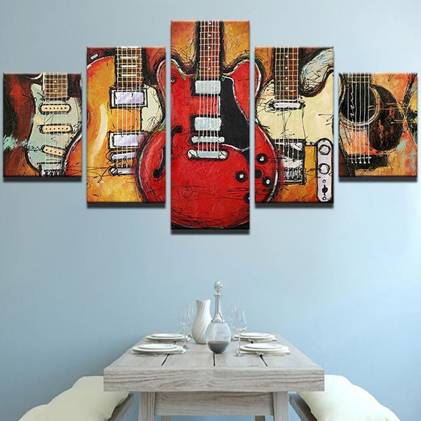Modern Canvas Painting HD Printed Wall Art Frame Modular Pictures Living Room Decor 5 Pieces Abstract Guitar Music Poster PENGDA-Size1-No Frame-JadeMoghul Inc.