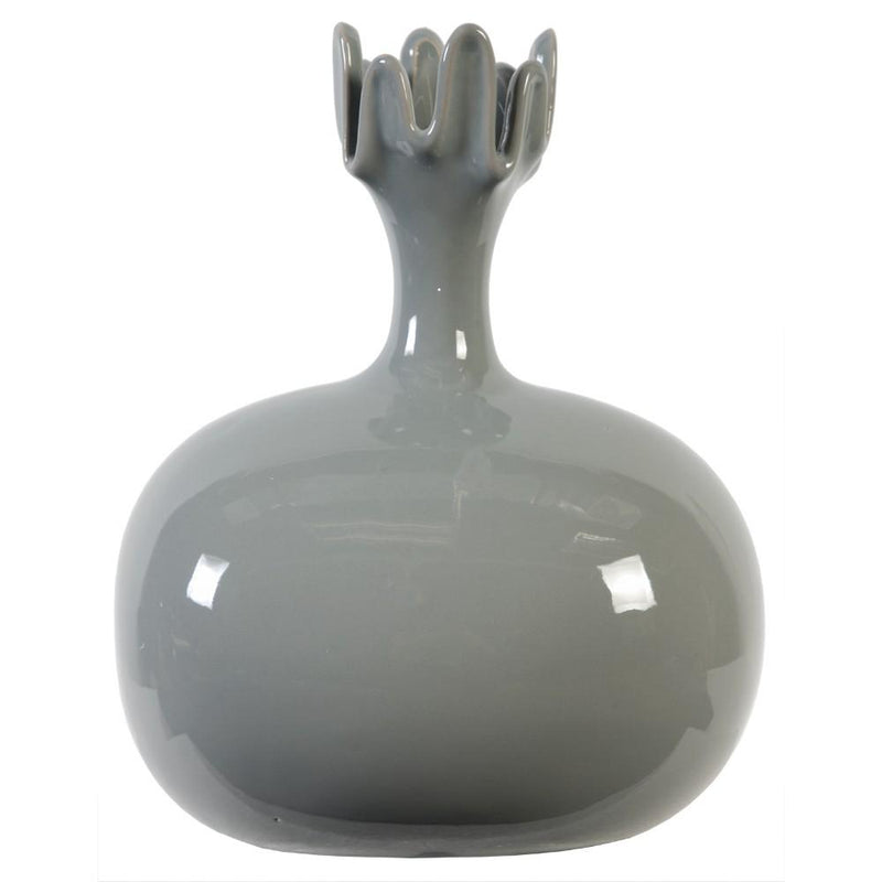 Modern Ceramic Vase With Designer Top, Gray-Vases-Gray-Ceramic-JadeMoghul Inc.