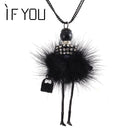 Modern Design Doll Necklace Long Chain Pendant Rhinestone Necklaces Women Girl Crystal Bag Statement Jewelry Feather Fitting-Blue-JadeMoghul Inc.