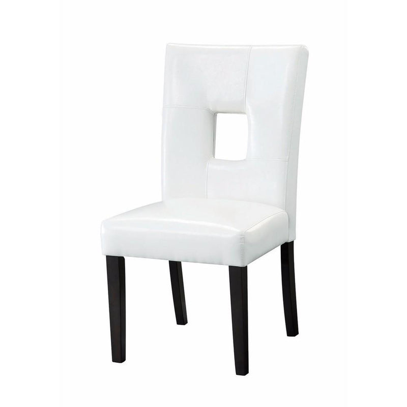 Modern Dining Side Chair with Upholstered Seat and Back, White, Set of 2-Armchairs and Accent Chairs-White-Wood/Vinyl-Cappuccino-JadeMoghul Inc.