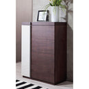 Modern Dual Tone Chest with Four Spacious Drawers, Brown and White-Cabinet and Storage Chests-Brown, White-Wood Metal and Mirror-JadeMoghul Inc.