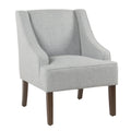 Modern Fabric Upholstered Wooden Accent Chair with Swooping Armrests, Blue and Brown-Accent Chairs-Blue and Brown-Wood and Fabric-JadeMoghul Inc.