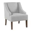 Modern Fabric Upholstered Wooden Accent Chair with Swooping Armrests, Blue and Brown-Accent Chairs-Blue and Brown-Wood and Fabric-JadeMoghul Inc.