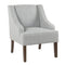 Modern Fabric Upholstered Wooden Accent Chair with Swooping Armrests, Blue and Brown-Accent Chairs-Blue and Brown-Wood and Fabric-JadeMoghul Inc.