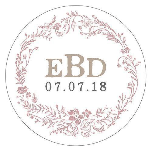 Modern Fairy Tale Small Sticker - Floral Wreath Silver (Pack of 1)-Wedding Favor Stationery-Vintage Pink-JadeMoghul Inc.