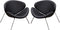 Modern Leatherette Upholstered Accent Chair with Angled Metal Legs, Set of Two, Black and Silver-Accent Chairs-Black and Silver-Faux Leather and Metal-JadeMoghul Inc.