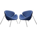 Modern Leatherette Upholstered Accent Chair with Angled Metal Legs, Set of Two, Blue and Silver-Accent Chairs-Blue and Silver-Faux Leather and Metal-JadeMoghul Inc.