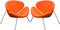 Modern Leatherette Upholstered Accent Chair with Angled Metal Legs, Set of Two, Orange and Silver-Accent Chairs-Orange and Silver-Faux Leather and Metal-JadeMoghul Inc.