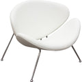 Modern Leatherette Upholstered Accent Chair with Angled Metal Legs, Set of Two, White and Silver-Accent Chairs-White and Silver-Faux Leather and Metal-JadeMoghul Inc.