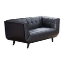 Modern Leatherette Upholstered Wooden Loveseat with Tufted Detailing, Gray and Black-Sofas Sectionals & Loveseats-Gray and Black-Wood and Faux Leather-JadeMoghul Inc.