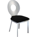 Modern Metal Side Chair with Curved Cutout Backrest, Set of 2, Black and Silver-Accent Chairs-Black and Silver-Metal and Fabric-JadeMoghul Inc.
