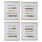 Modern Mindful Sayings Wall Art in Plastic Frame, Large, Set of Four, White and Gold