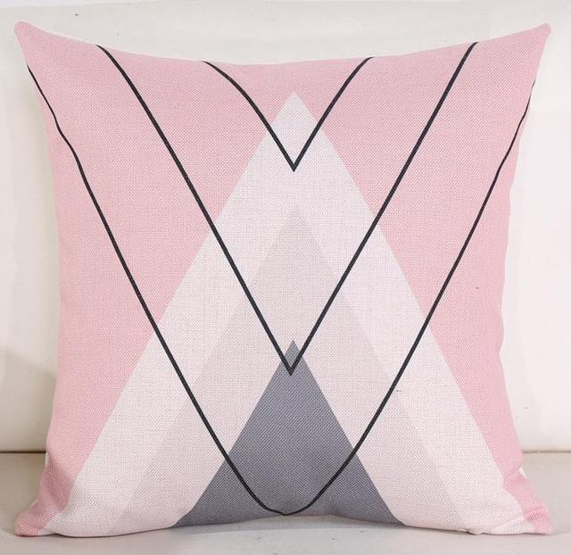 Modern Minimalist Geometric Cushion Pink Triangle Animal Deer Antler Letter Throw Pillows Headrest For Nordic Style Home Decor-A1-45x45cm Just Cover-JadeMoghul Inc.