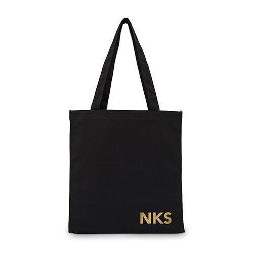 Modern Monogram Black Canvas Tote Bag Mini Tote with Gussets (Pack of 1)-Personalized Gifts By Type-JadeMoghul Inc.