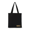 Modern Monogram Black Canvas Tote Bag Tote Bag with Gussets (Pack of 1)-Personalized Gifts By Type-JadeMoghul Inc.