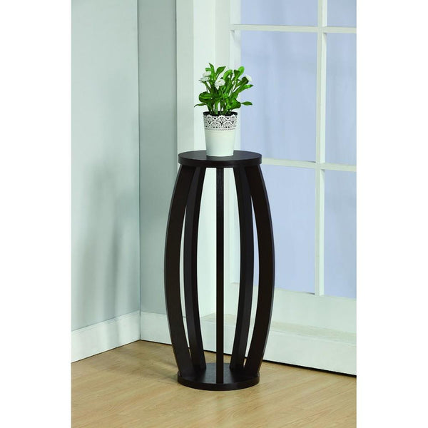 Modern Plant Stand With Curve Legs, Brown-Console Tables-Brown-Wood-JadeMoghul Inc.