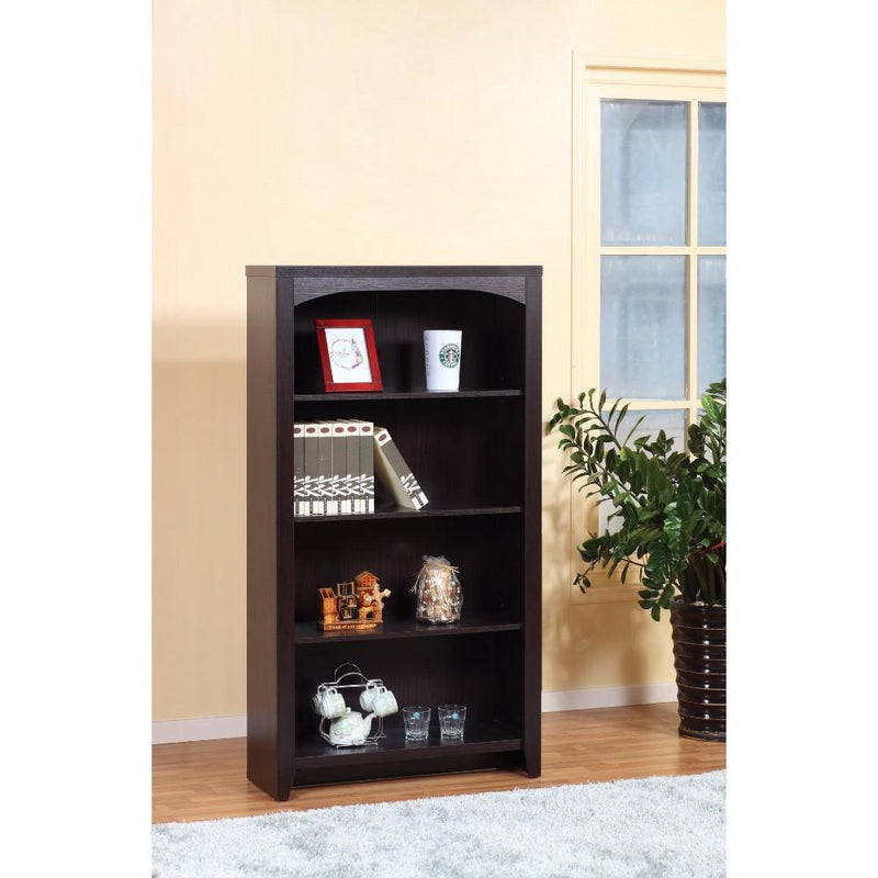 Modern style 4-Tier Bookcase With 4 Open Shelves.-Book Cases-Dark Brown-Wood-JadeMoghul Inc.