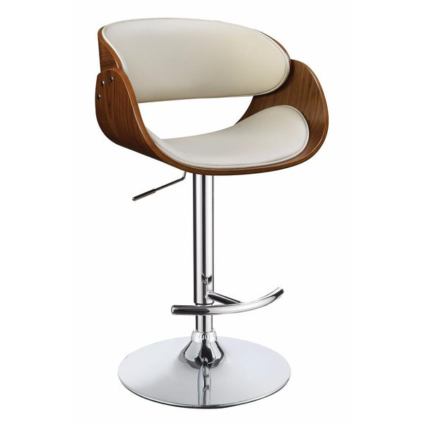 Modern Style Adjustable Bar Stool, White And Brown-Bar Stools and Counter Stools-White And Brown-Polyurethane-Walnut-JadeMoghul Inc.