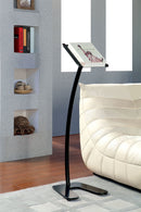 Modern Style Curved Metal Book Stand with Rotating Top, Black-Book Cases-Black-Metal-JadeMoghul Inc.