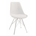 Modern Style Dining Chair with Chrome Legs, White, Set of 2-Dining Chairs-White And Silver-Metal-JadeMoghul Inc.