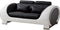 Modern Style Faux Leather Upholstered Wooden Loveseat with Headrest, Black and White-Sofas Sectionals & Loveseats-Black and White-Wood and Faux Leather-JadeMoghul Inc.
