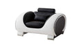 Modern Style Faux Leather Upholstered Wooden Sofa Chair with Headrest, Black and White-Accent Chairs-Black and White-Wood and Faux Leather-JadeMoghul Inc.
